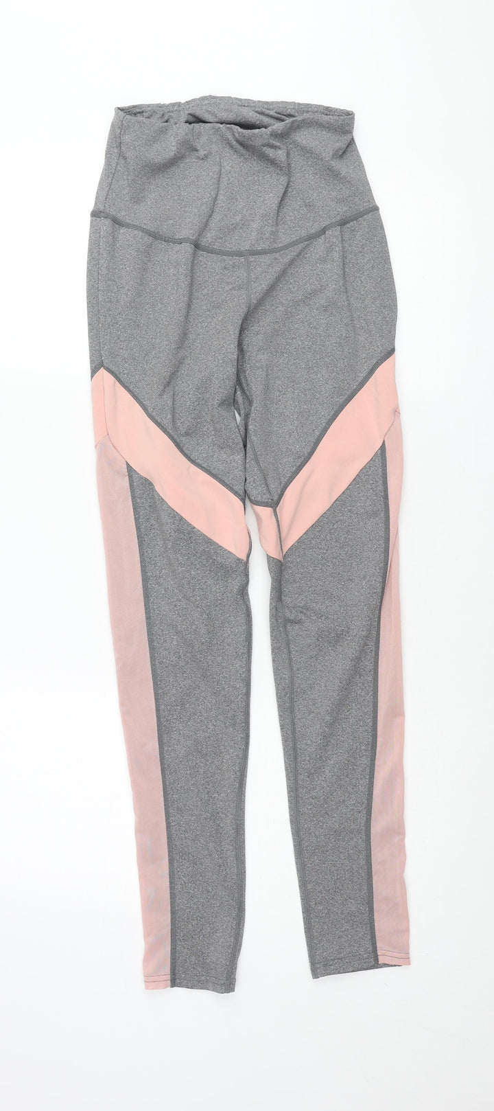 South Beach Womens Grey Colourblock Polyester Cropped Leggings Size 10 L30 in Regular Pullover - Mesh Side Detail
