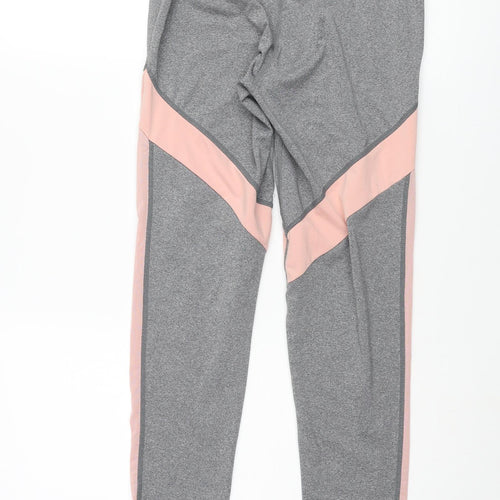 South Beach Womens Grey Colourblock Polyester Cropped Leggings Size 10 L30 in Regular Pullover - Mesh Side Detail