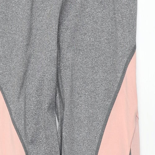South Beach Womens Grey Colourblock Polyester Cropped Leggings Size 10 L30 in Regular Pullover - Mesh Side Detail