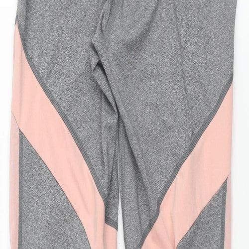 South Beach Womens Grey Colourblock Polyester Cropped Leggings Size 10 L30 in Regular Pullover - Mesh Side Detail