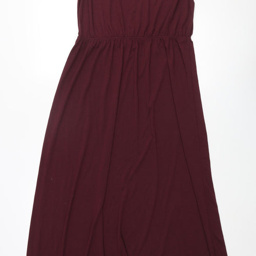 H&M Womens Red Polyester Maxi Size M Round Neck Pullover