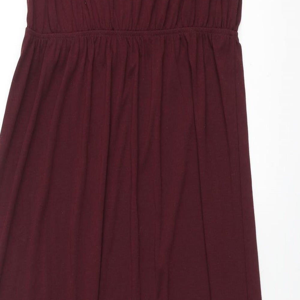 H&M Womens Red Polyester Maxi Size M Round Neck Pullover