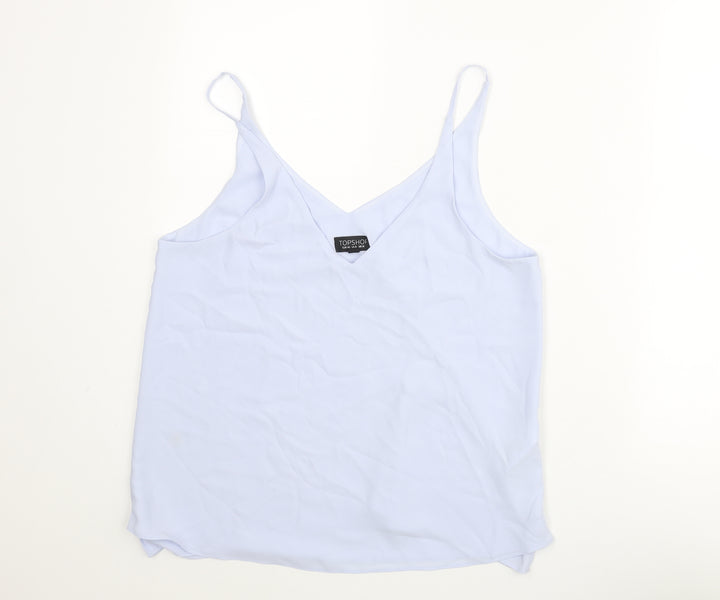 Topshop Womens Blue Polyester Camisole Blouse Size 12 V-Neck