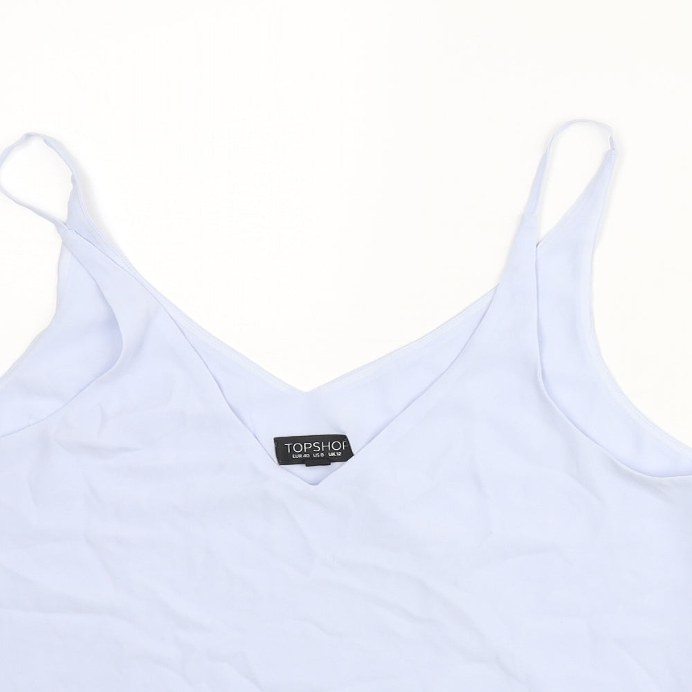 Topshop Womens Blue Polyester Camisole Blouse Size 12 V-Neck