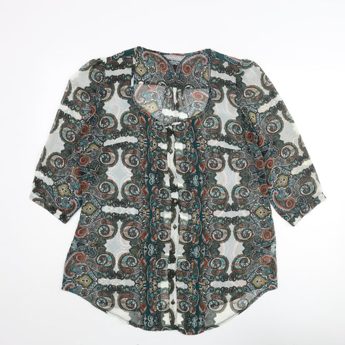 Marks and Spencer Womens Multicoloured Paisley Polyester Tunic Blouse Size 14 Scoop Neck