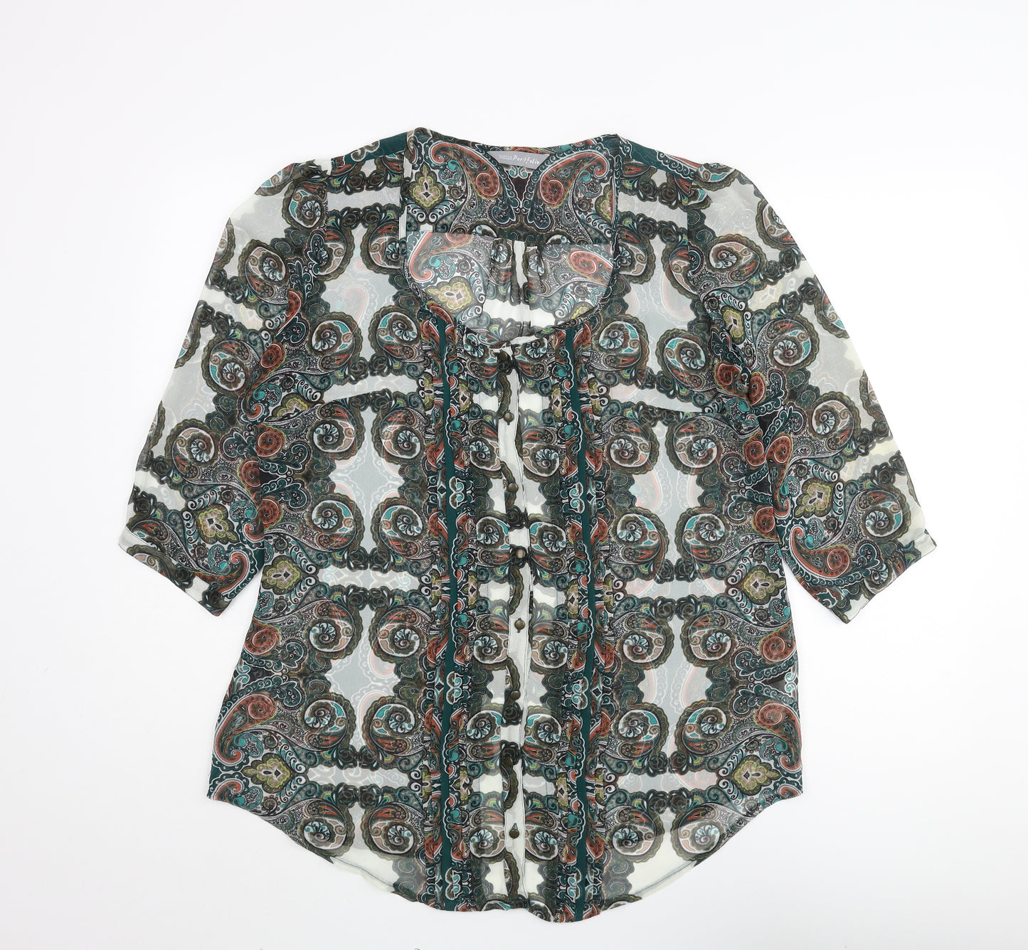 Marks and Spencer Womens Multicoloured Paisley Polyester Tunic Blouse Size 14 Scoop Neck
