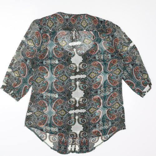 Marks and Spencer Womens Multicoloured Paisley Polyester Tunic Blouse Size 14 Scoop Neck