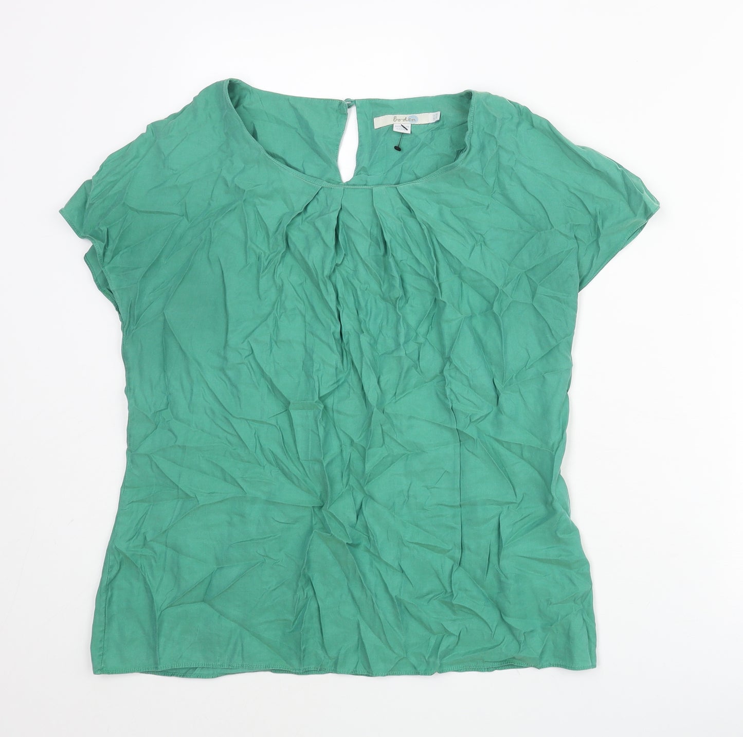 Boden Womens Green Viscose Basic Blouse Size 12 Round Neck