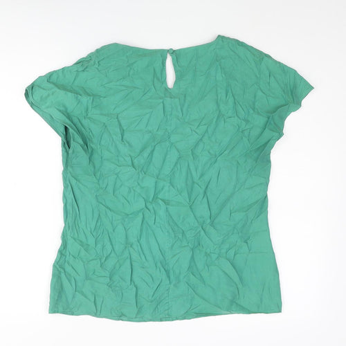 Boden Womens Green Viscose Basic Blouse Size 12 Round Neck