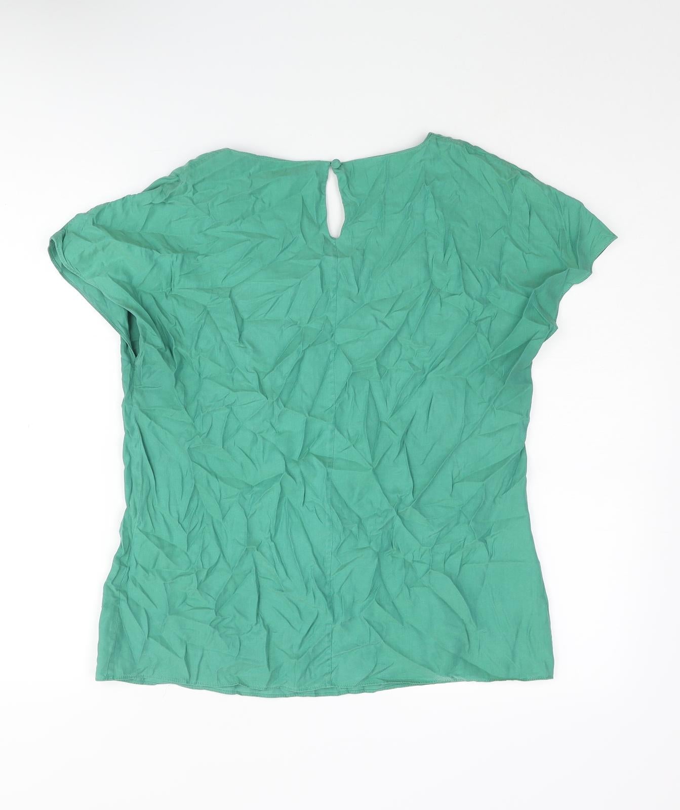 Boden Womens Green Viscose Basic Blouse Size 12 Round Neck