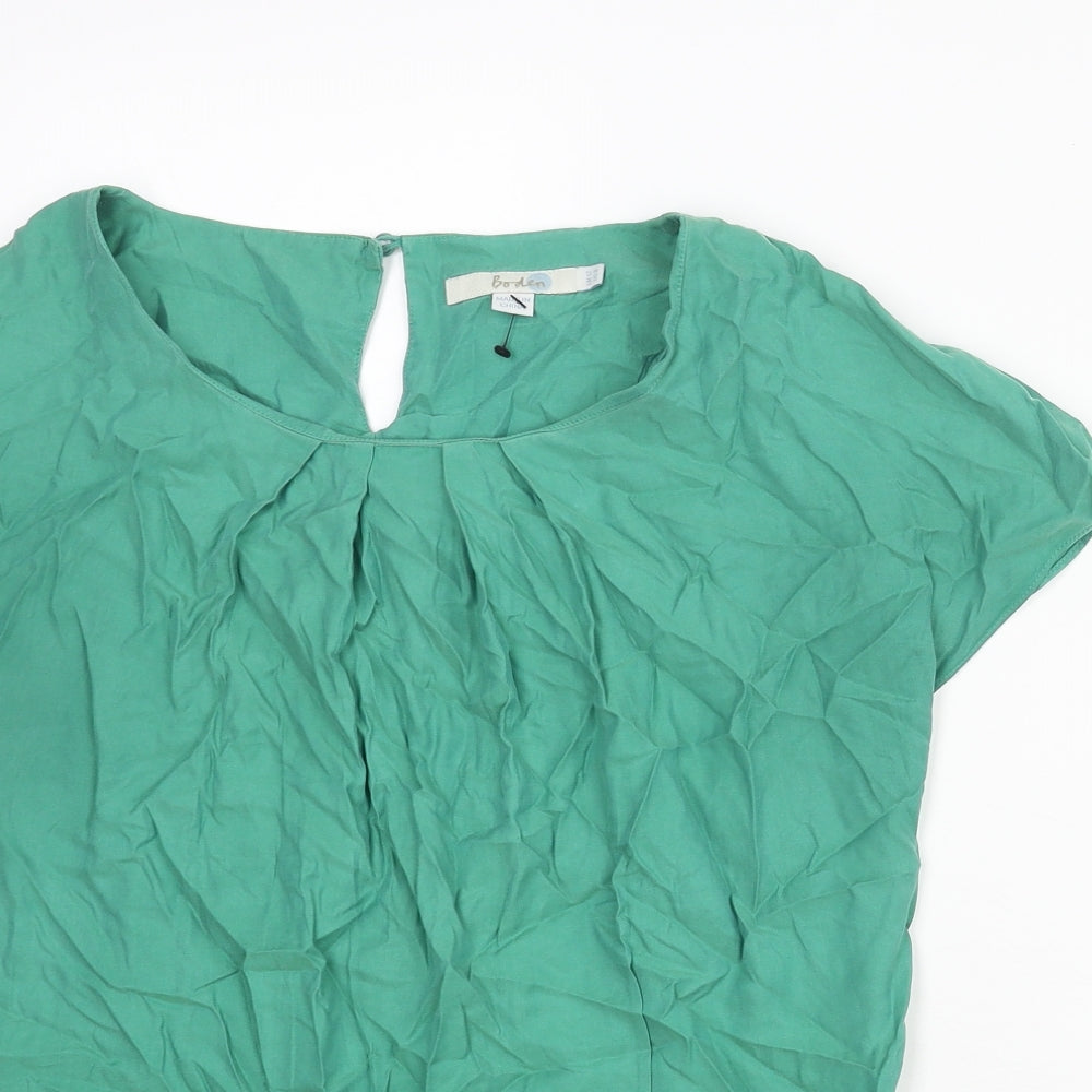 Boden Womens Green Viscose Basic Blouse Size 12 Round Neck