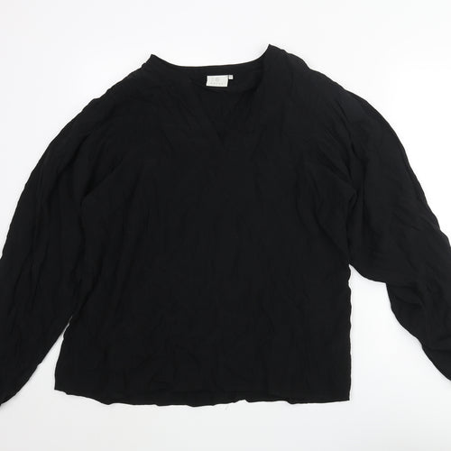 Kaffe Womens Black Viscose Basic Blouse Size 16 V-Neck