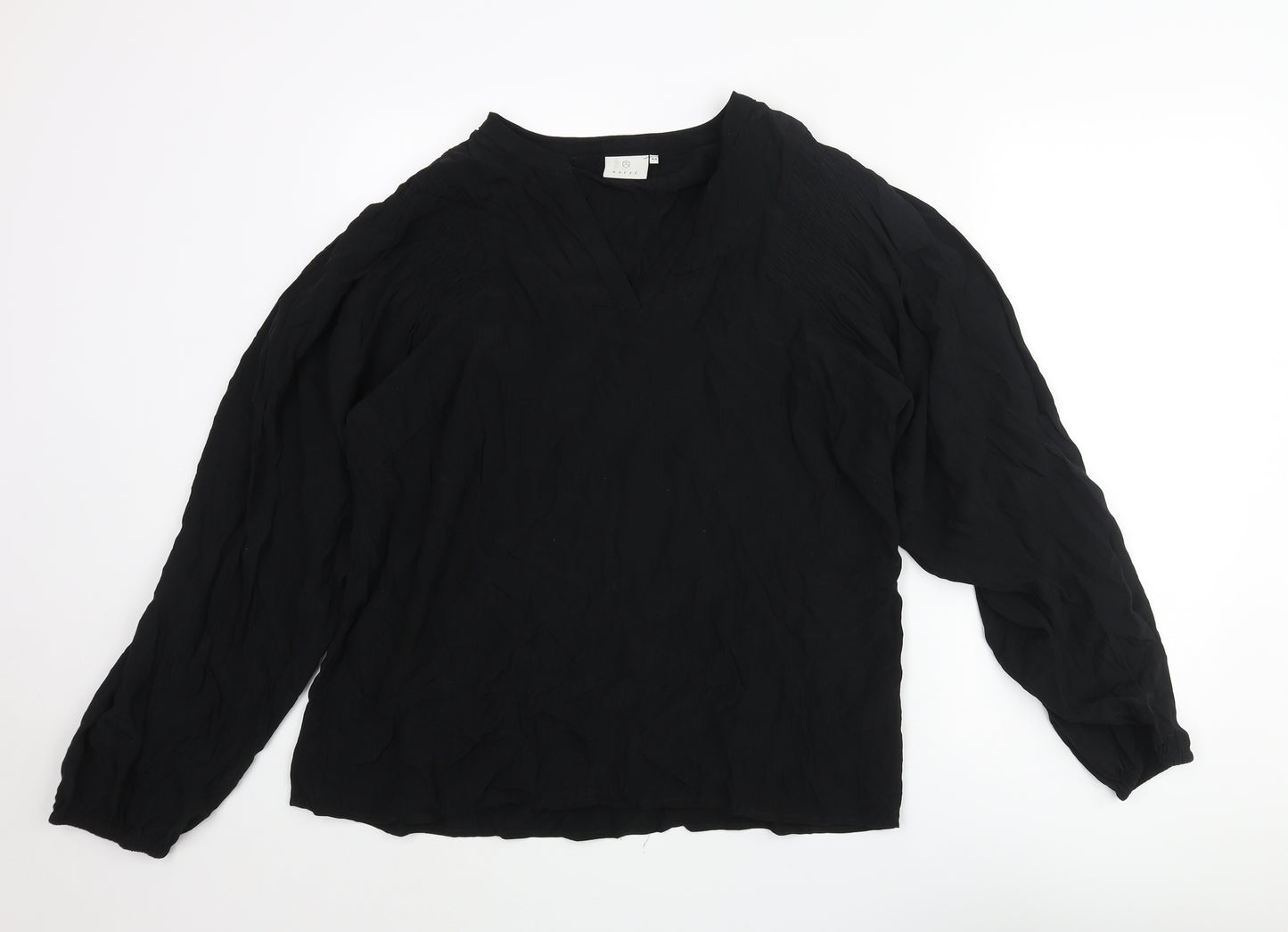 Kaffe Womens Black Viscose Basic Blouse Size 16 V-Neck