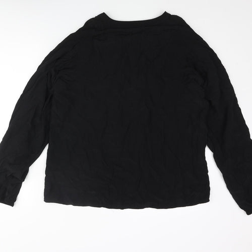 Kaffe Womens Black Viscose Basic Blouse Size 16 V-Neck