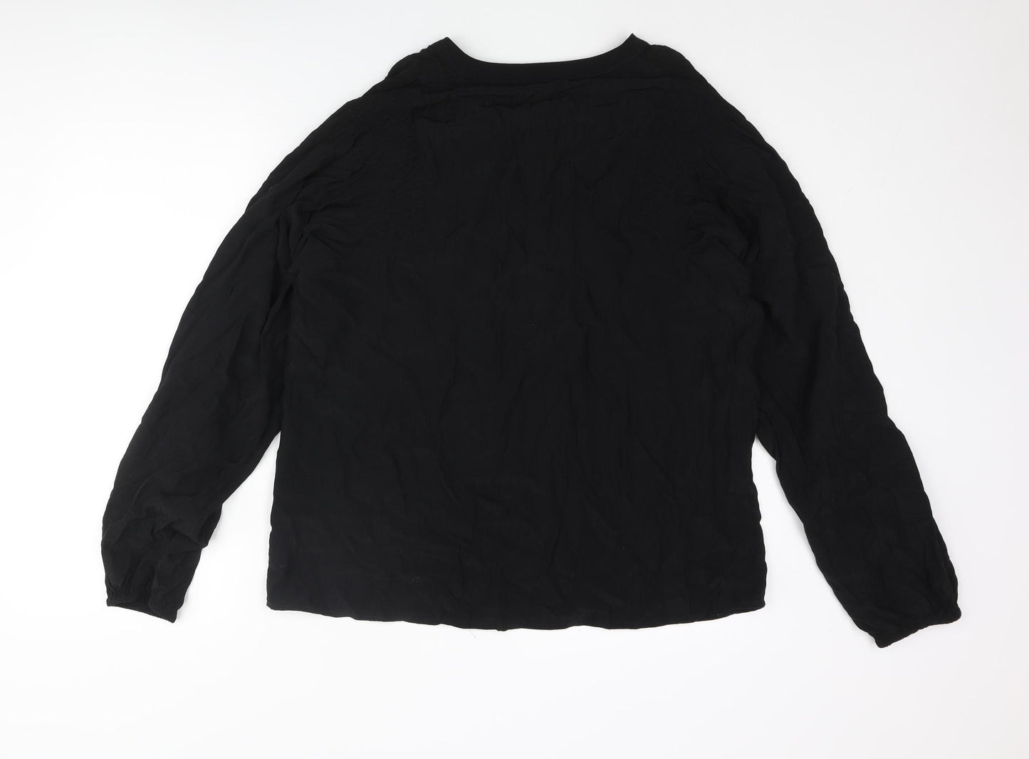 Kaffe Womens Black Viscose Basic Blouse Size 16 V-Neck