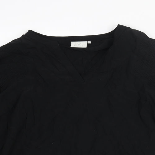 Kaffe Womens Black Viscose Basic Blouse Size 16 V-Neck