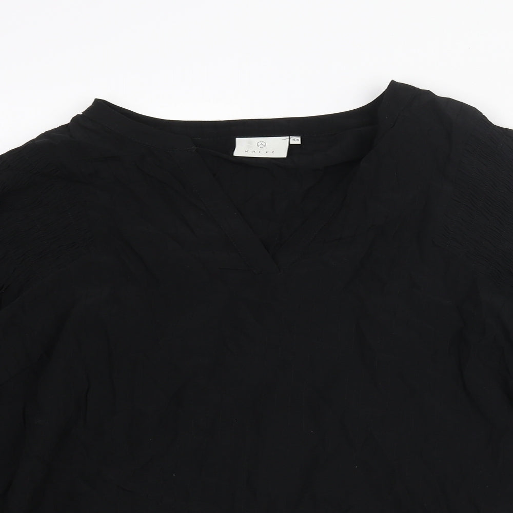 Kaffe Womens Black Viscose Basic Blouse Size 16 V-Neck