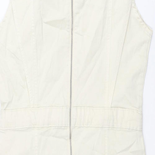 b.young Womens Ivory Cotton Shift Size 14 Round Neck Zip - Panel Detail