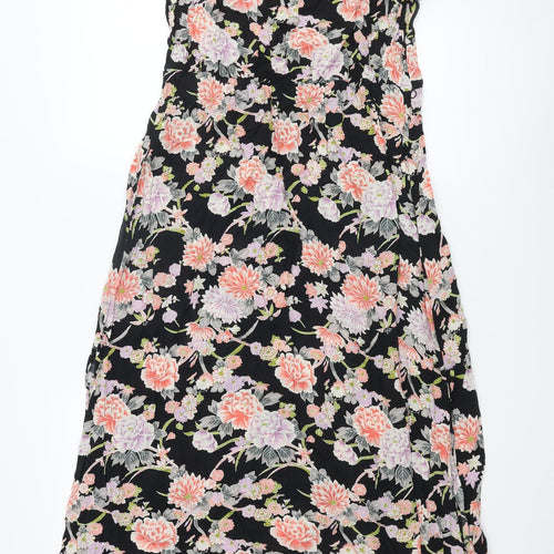 Oasis Womens Multicoloured Floral Viscose Maxi Size 16 Scoop Neck Button - Lace Detail