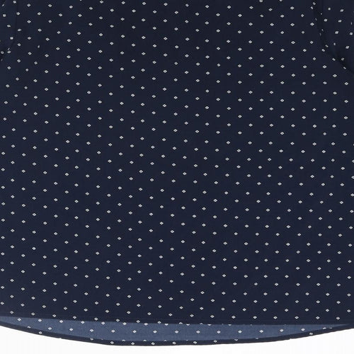 Cortefiel Womens Blue Geometric Polyester Basic Blouse Size S Round Neck