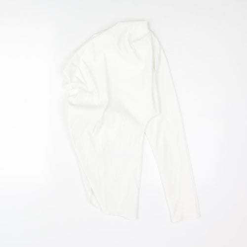 Zara Womens White Polyester Basic Blouse Size S One Shoulder - Asymmetric Hem Rouched