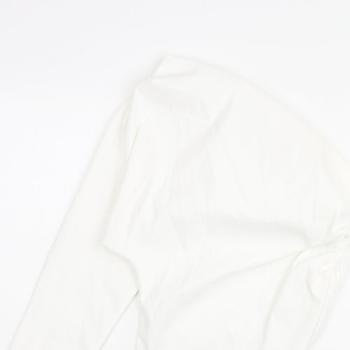 Zara Womens White Polyester Basic Blouse Size S One Shoulder - Asymmetric Hem Rouched