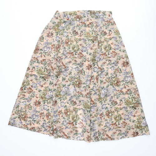 St Michael Womens Multicoloured Floral Polyester A-Line Skirt Size 14 Button