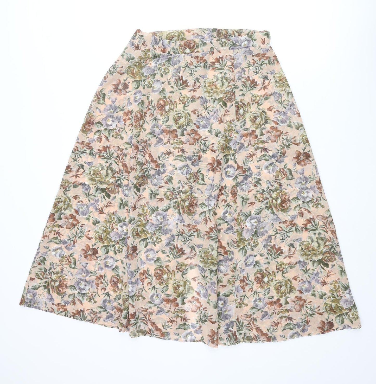 St Michael Womens Multicoloured Floral Polyester A-Line Skirt Size 14 Button