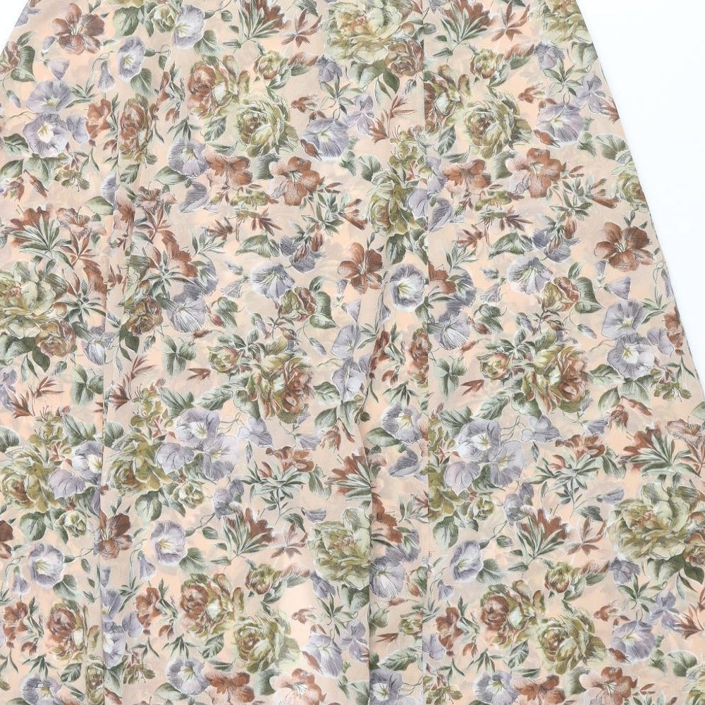 St Michael Womens Multicoloured Floral Polyester A-Line Skirt Size 14 Button
