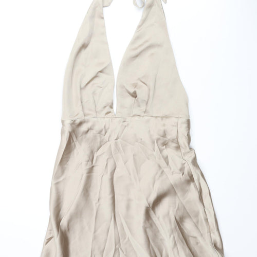 Zara Womens Gold Polyester Mini Size M Halter Zip
