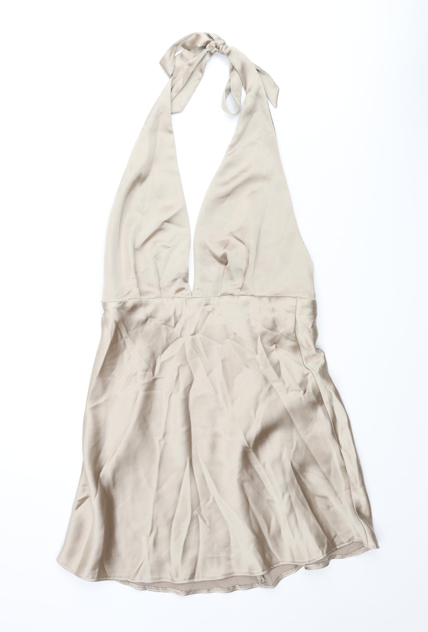 Zara Womens Gold Polyester Mini Size M Halter Zip
