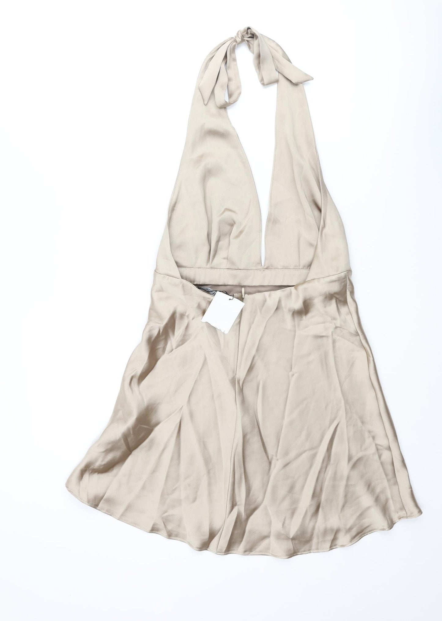 Zara Womens Gold Polyester Mini Size M Halter Zip