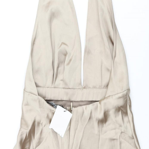 Zara Womens Gold Polyester Mini Size M Halter Zip