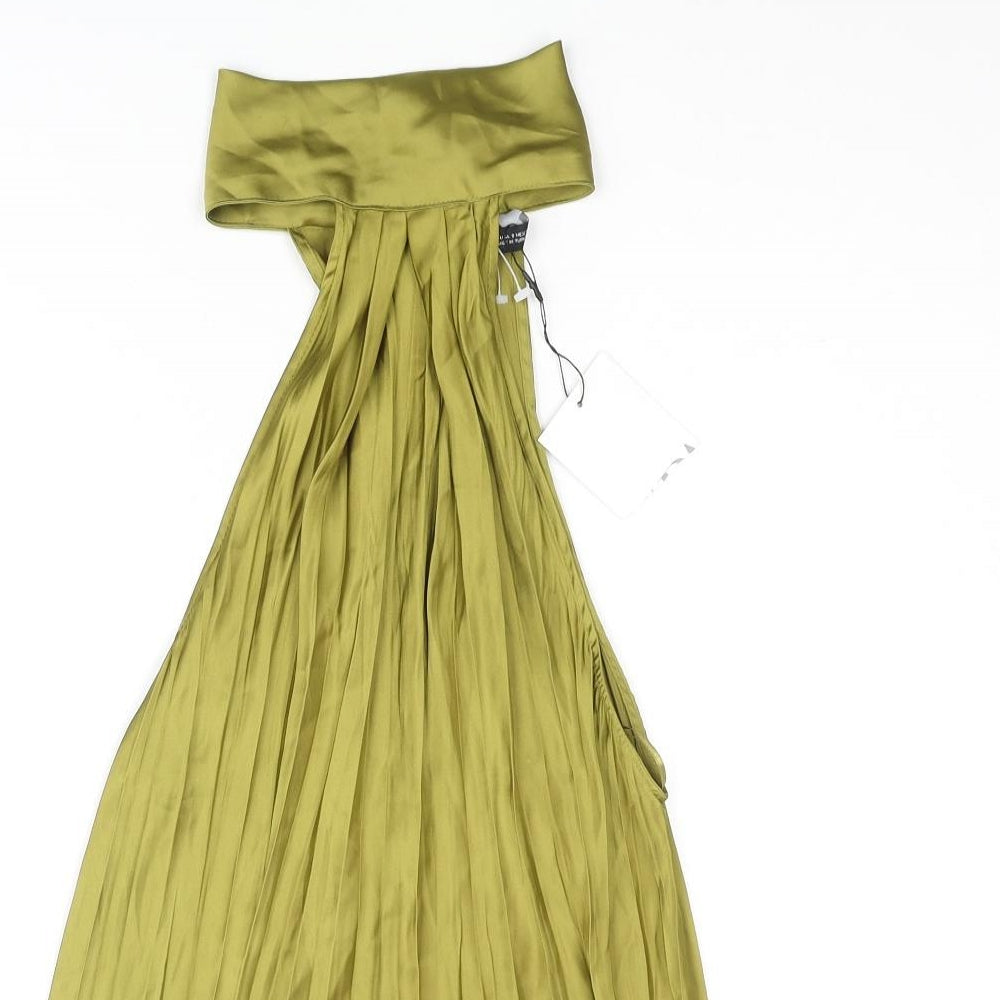 Zara Womens Green Polyester Camisole Blouse Size S Mock Neck