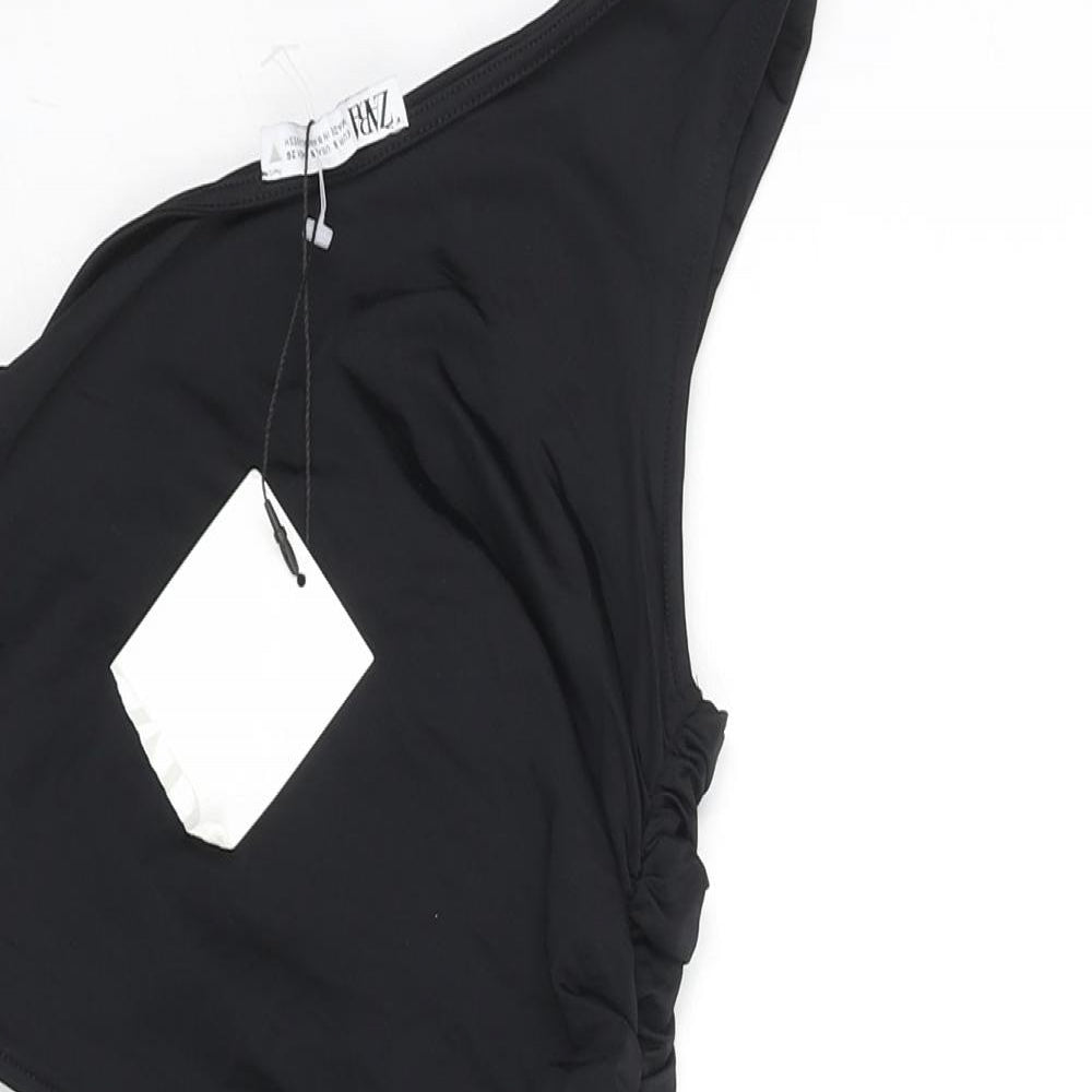 Zara Womens Black Polyamide Bodysuit One-Piece Size S Snap - Rouched Cut Out