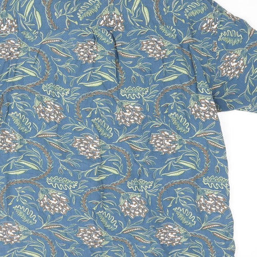 Topman Mens Blue Geometric Viscose Button-Up Size M Collared Button - Floral Print