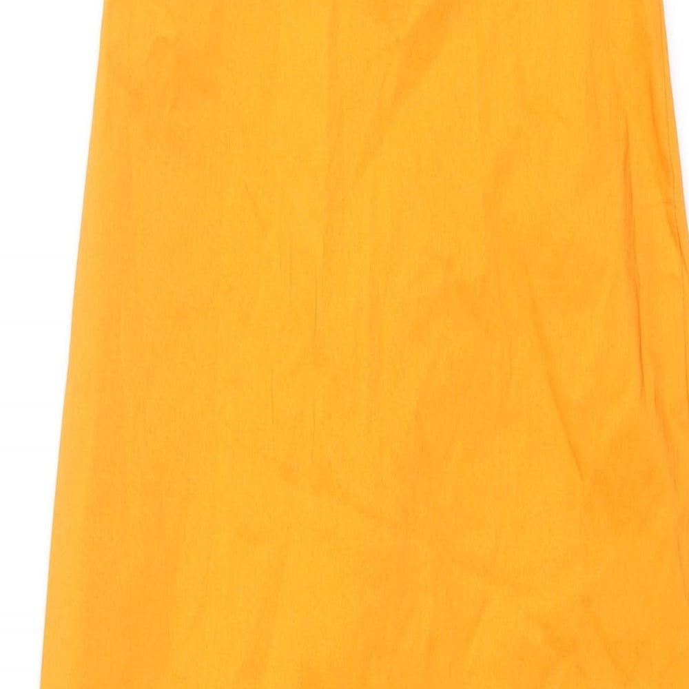 Zara Womens Orange Viscose Bodycon Size S Scoop Neck Pullover - Bull Ring Detail
