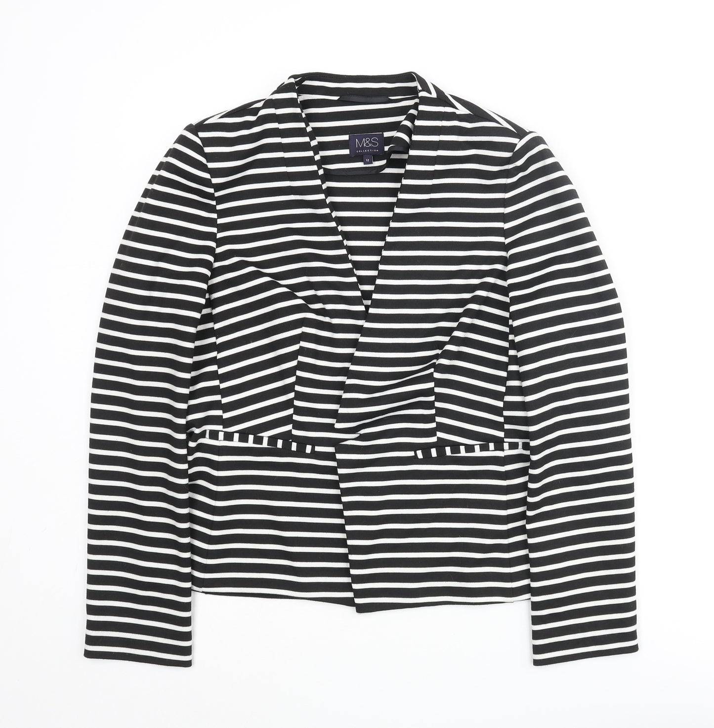 Marks and Spencer Womens Black Striped Jacket Size 12