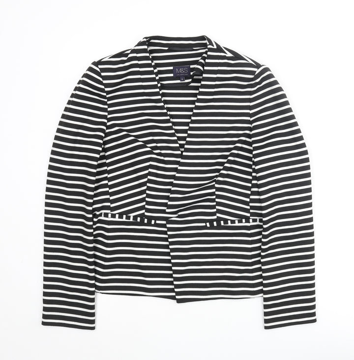 Marks and Spencer Womens Black Striped Jacket Size 12