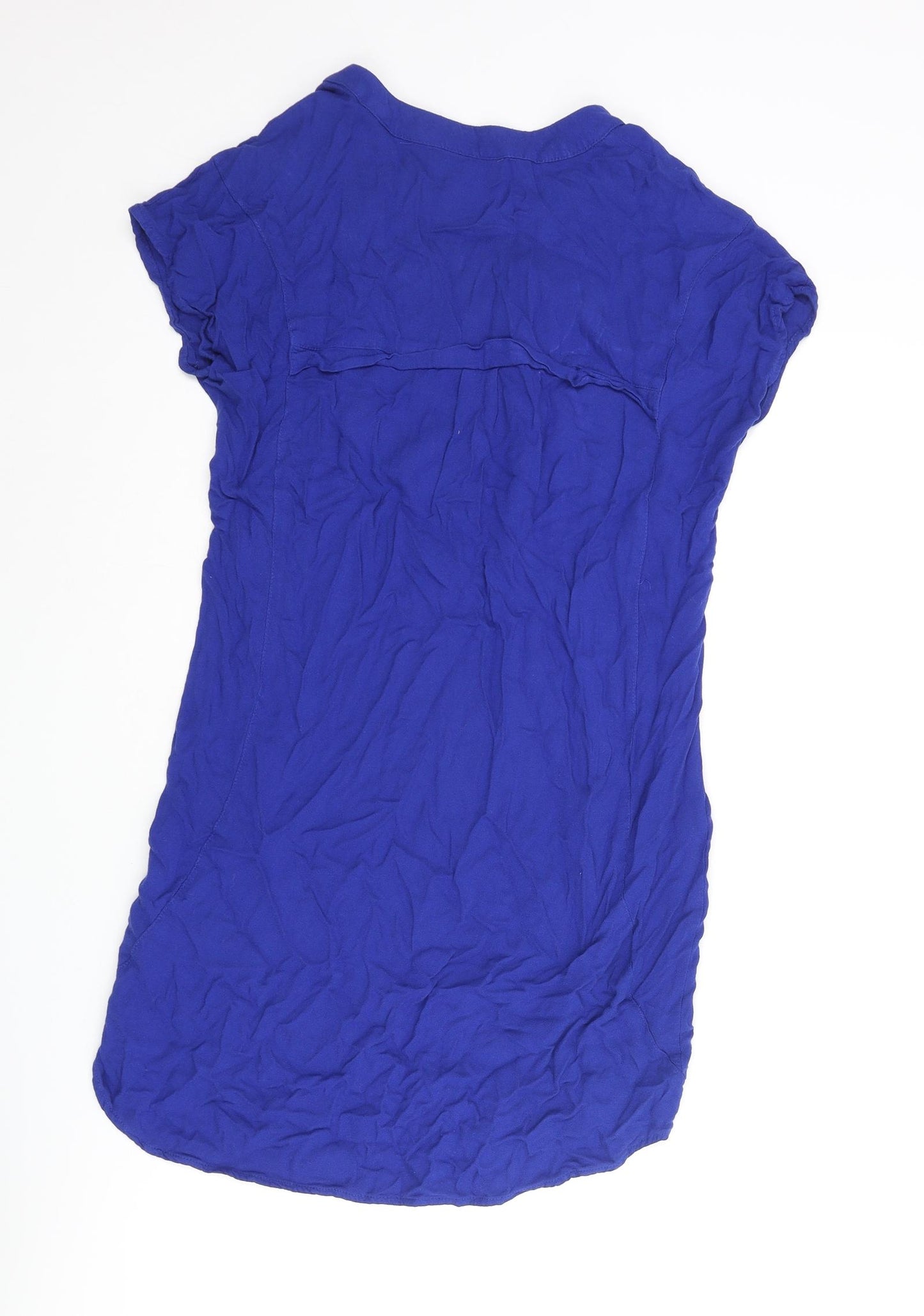 Warehouse Womens Blue Viscose Mini Size 10 V-Neck Zip