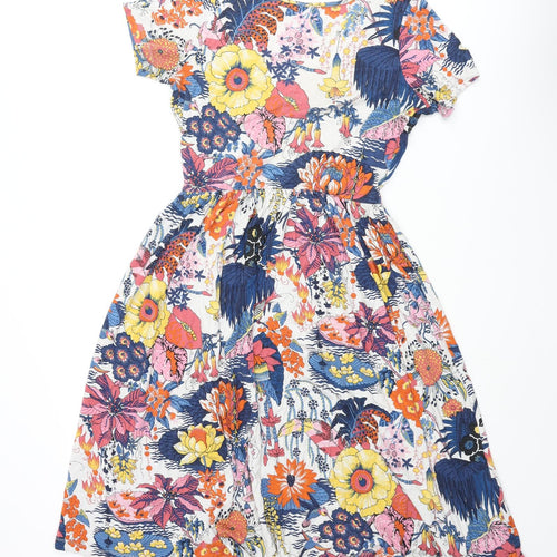 ASOS Womens Multicoloured Floral Viscose Fit & Flare Size 12 V-Neck Pullover