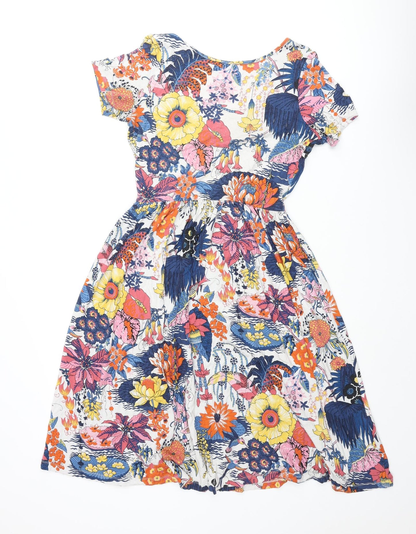 ASOS Womens Multicoloured Floral Viscose Fit & Flare Size 12 V-Neck Pullover