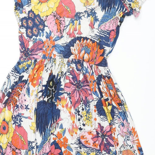 ASOS Womens Multicoloured Floral Viscose Fit & Flare Size 12 V-Neck Pullover