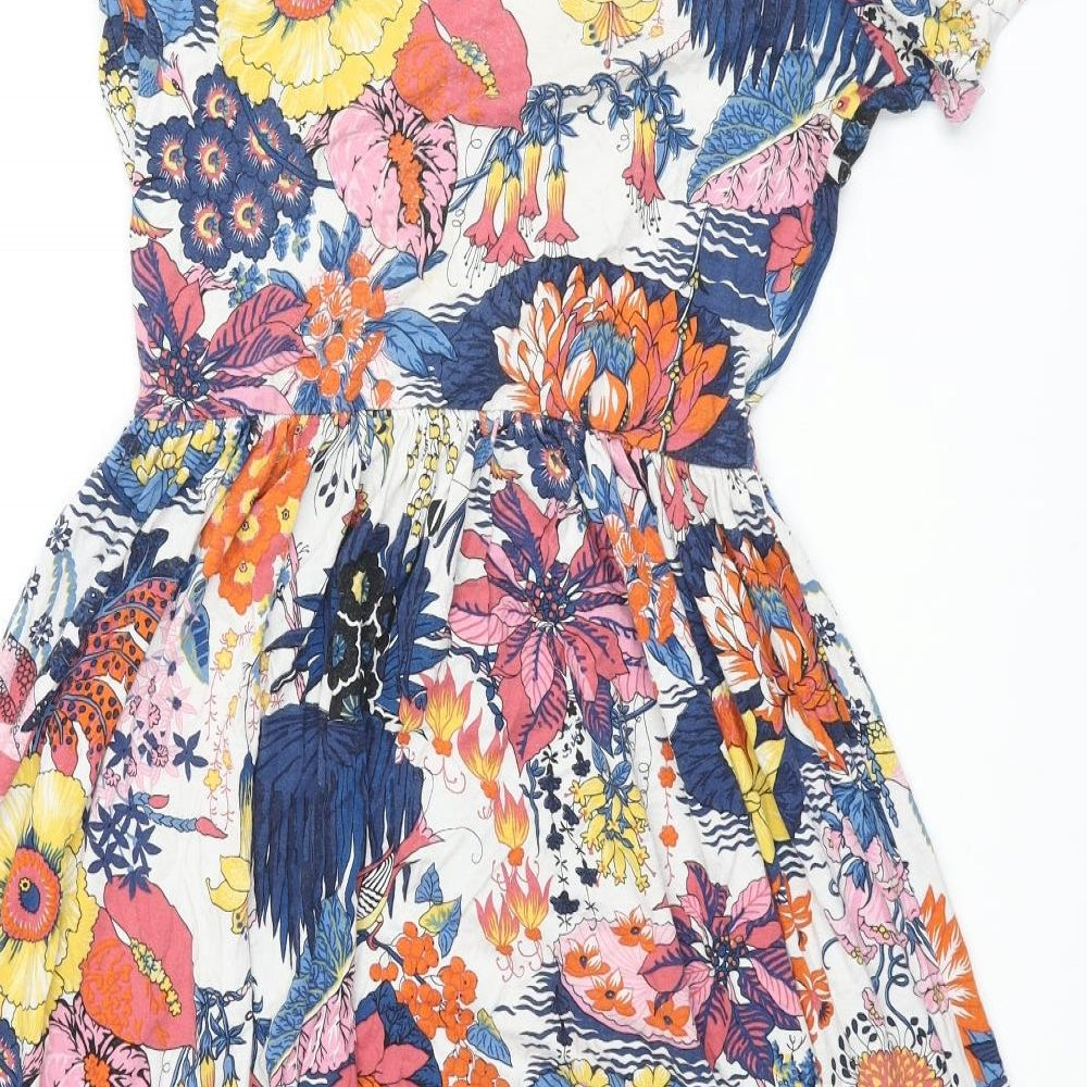 ASOS Womens Multicoloured Floral Viscose Fit & Flare Size 12 V-Neck Pullover