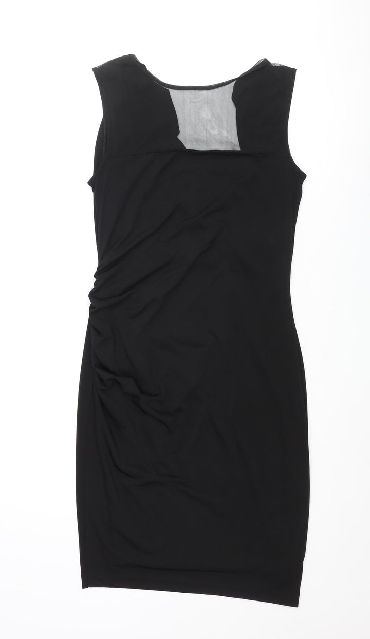 Pied A Terre Womens Black Polyester Pencil Dress Size 10 Boat Neck Pullover - Cowl Back
