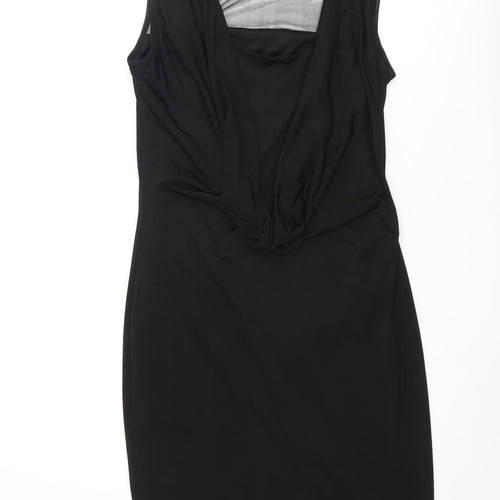 Pied A Terre Womens Black Polyester Pencil Dress Size 10 Boat Neck Pullover - Cowl Back