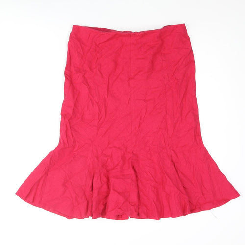 Marks and Spencer Womens Pink Linen Trumpet Skirt Size 12