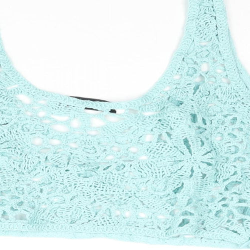 Zara Womens Blue Scoop Neck Polyester Vest Jumper Size S - Cropped