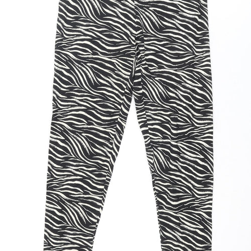 Marks and Spencer Womens Black Animal Print Viscose Cropped Leggings Size 6 L25 in - Zebra Print