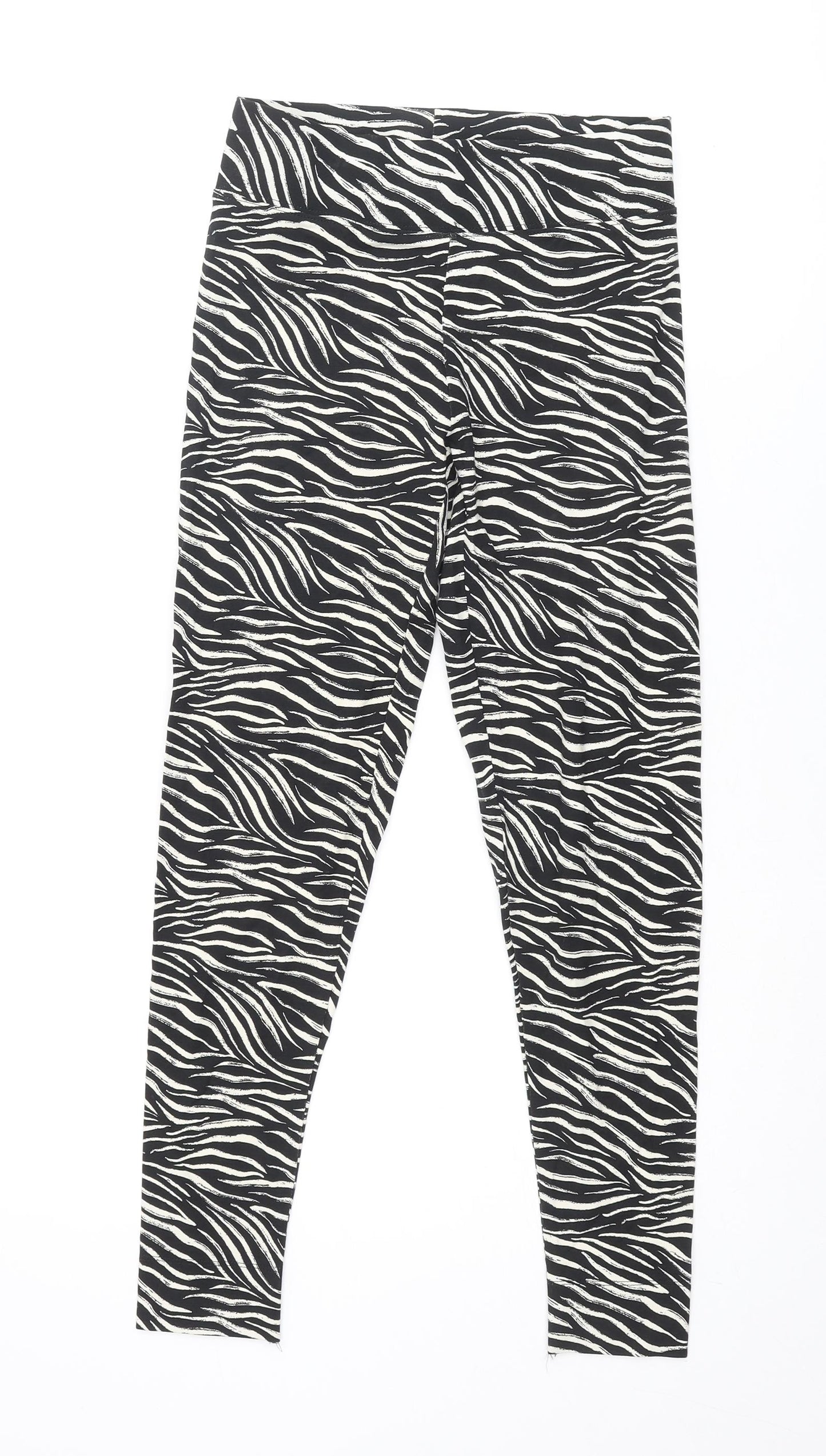 Marks and Spencer Womens Black Animal Print Viscose Cropped Leggings Size 6 L25 in - Zebra Print